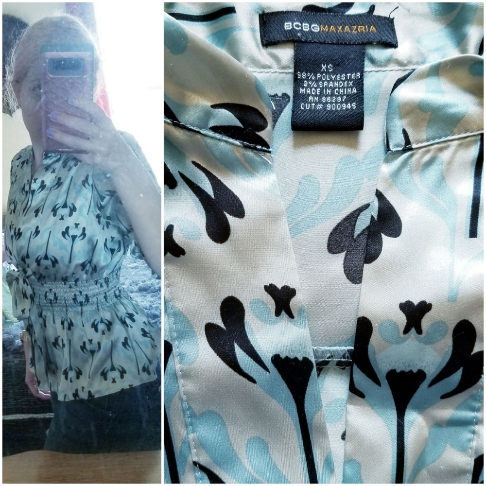 Peplum pale blue BCBG Retro Top